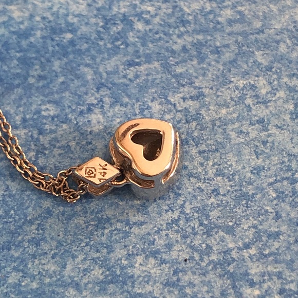 Dainty citrine heart necklace and earrings. 14k white gold. - Picture 5 of 7